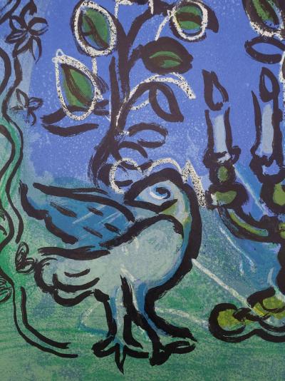 Marc CHAGALL : Colombe et chandelier Menorah, Lithographie originale 2