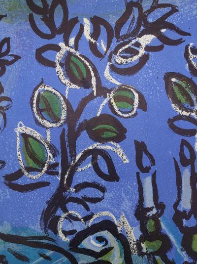 Marc CHAGALL : Colombe et chandelier Menorah, Lithographie originale 2