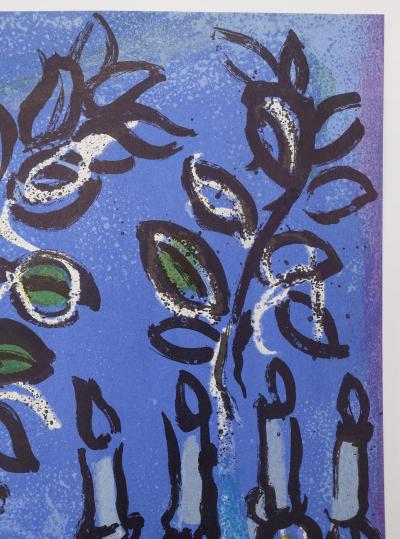 Marc CHAGALL : Colombe et chandelier Menorah, Lithographie originale 2