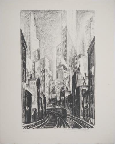 Adriaan Lubbers - New York City, Chatham Square, 1930 - Lithographie Originale, Signée 2