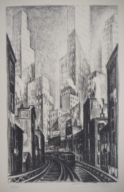 Adriaan Lubbers - New York City, Chatham Square, 1930 - Lithographie Originale, Signée 2
