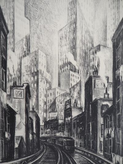Adriaan Lubbers - New York City, Chatham Square, 1930 - Lithographie Originale, Signée 2