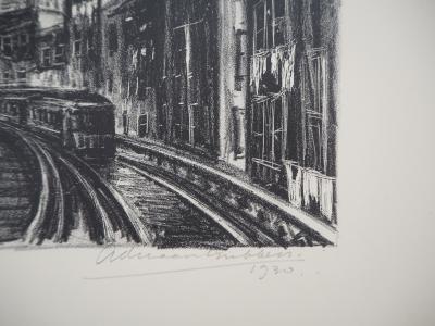 Adriaan Lubbers - New York City, Chatham Square, 1930 - Lithographie Originale, Signée 2