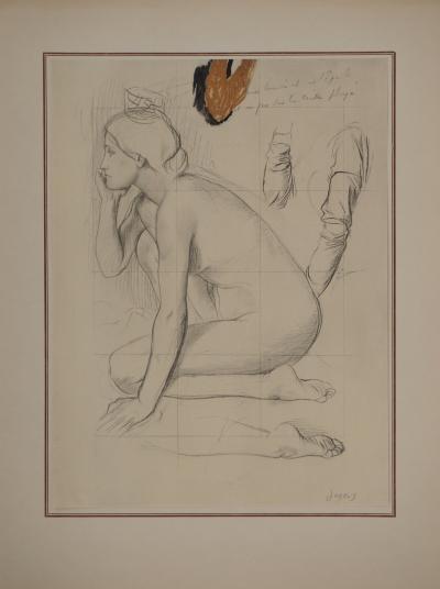 Edgar DEGAS : Etude pour nue accroupie, Lithographie et pochoir signée 2
