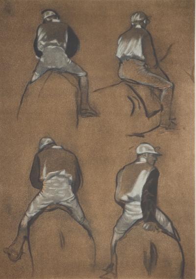 Edgar DEGAS : Les quatre jockeys, Lithographie et pochoir 2