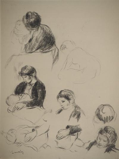 Pierre-Auguste RENOIR : Etudes de maternité, Lithographie et pochoir signée 2