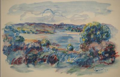 Pierre-Auguste RENOIR : Paysage de Guernesey, Lithographie et pochoir signée 2