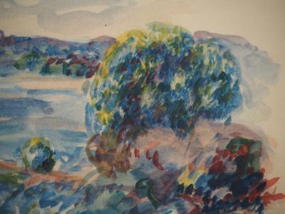Pierre-Auguste RENOIR : Paysage de Guernesey, Lithographie et pochoir signée 2