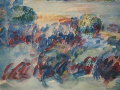 Pierre-Auguste RENOIR : Paysage de Guernesey, Lithographie et pochoir signée 2