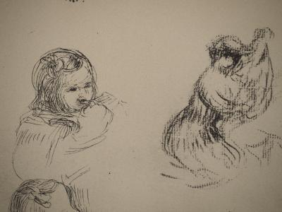 Pierre-Auguste RENOIR : Feuille d'études d'enfant, Lithographie et pochoir 2