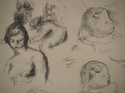 Pierre-Auguste RENOIR : Feuille d'études d'enfant, Lithographie et pochoir 2