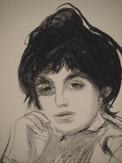 Pierre-Auguste RENOIR : Portrait de femme pensive, Lithographie et pochoir signée 2