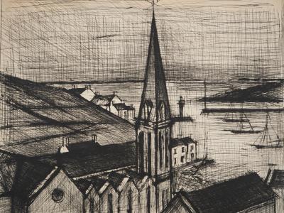Bernard BUFFET : Bretagne, Le clocher de Sauzon, Gravure originale signée 2
