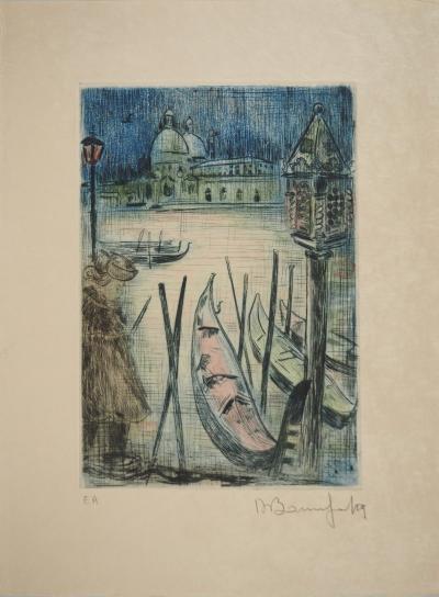 Alain BONNEFOIT : Candide devant le Grand Canal de Venise, Gravure