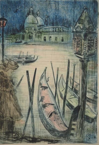 Alain BONNEFOIT : Candide devant le Grand Canal de Venise, Gravure originale signée 2