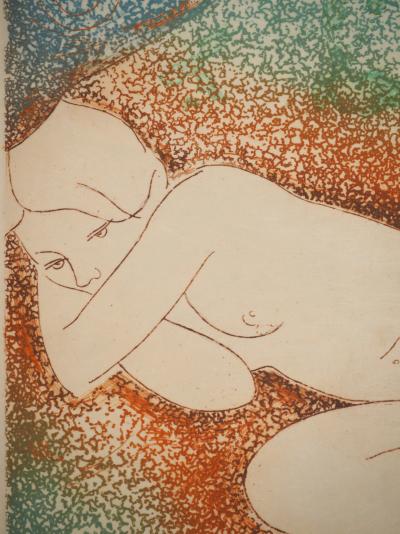 Alain BONNEFOIT : Nu au repos, Gravure originale signée 2