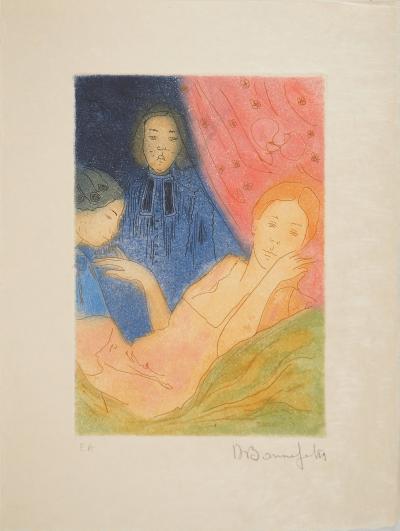 Alain BONNEFOIT : Le coucher, Gravure originale signée 2