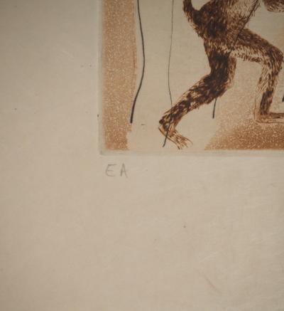 Alain BONNEFOIT : Les femmes aux singes, Gravure originale signée 2