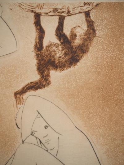 Alain BONNEFOIT : Les femmes aux singes, Gravure originale signée 2
