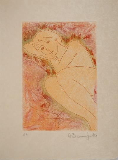 Alain BONNEFOIT : Courtisane au repos, Gravure originale signée 2