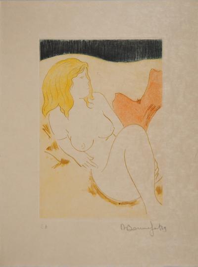 Alain BONNEFOIT : Nu blond au divan, Gravure originale signée 2