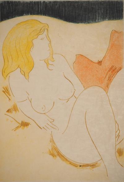 Alain BONNEFOIT : Nu blond au divan, Gravure originale signée 2