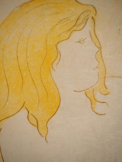 Alain BONNEFOIT : Nu blond au divan, Gravure originale signée 2