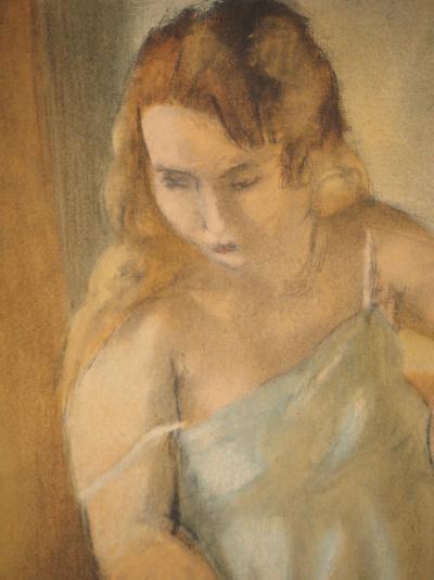 Jules PASCIN : Marcelle à la tunique bleue, Lithographie signée 2