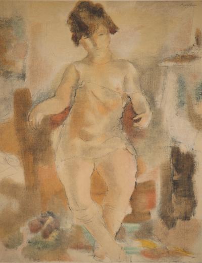 Jules PASCIN: Nude with a pink shirt, signed lithograph 2