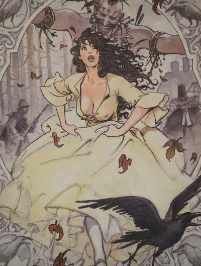 Milo MANARA : Jeune femme poursuivie par un indien, Lithographie signée 2