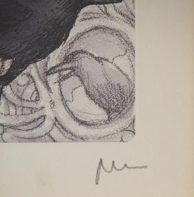 Milo MANARA : Jeune femme poursuivie par un indien, Lithographie signée 2