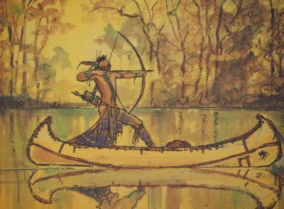 Milo MANARA : Chasse indienne, Lithographie signée 2
