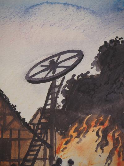 Milo MANARA : Le feu au village, Lithographie signée 2