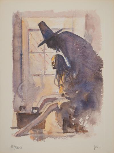 Milo MANARA : Jeune fille et Mage, Lithographie signée 2
