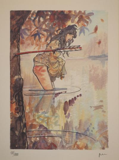 Milo MANARA : Femme surprise en territoire indien, Lithographie signée 2