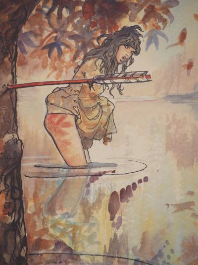 Milo MANARA : Femme surprise en territoire indien, Lithographie signée 2