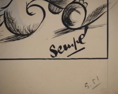 Jean-Jacques SEMPE : Panne dans le Sahara, Aquarelle originale signée 2