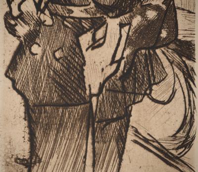 Jacques VILLON : Garde Républicain au Bal du Moulin Rouge, Gravure originale signée 2