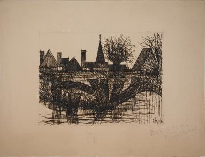 Marcel GROMAIRE : Le pont du village, Gravure originale signée 2