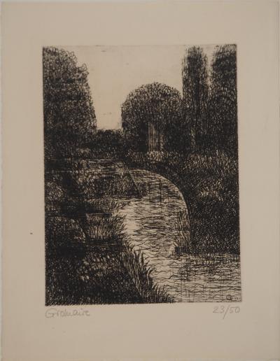 Marcel GROMAIRE : Le long de la rivière, Gravure originale signée 2