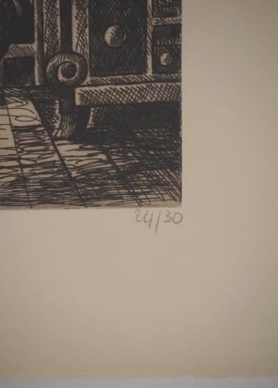 Marcel GROMAIRE: Country house, the kitchen, Original signed engraving 2