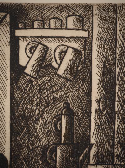 Marcel GROMAIRE: Country house, the kitchen, Original signed engraving 2