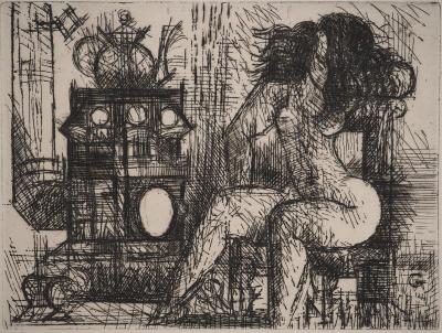 Marcel GROMAIRE : Nu à la cheminée, Gravure originale signée 2