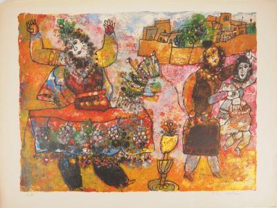 Theo TOBIASSE : Le clown de la ville, Lithographie originale signée 2