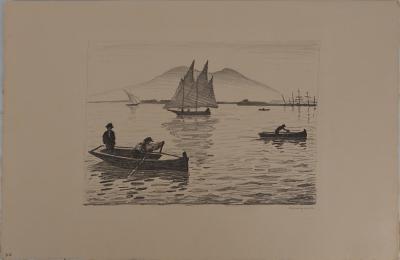 Albert MARQUET : Pécheurs dans la Baie de Naples, Lithographie originale signée 2