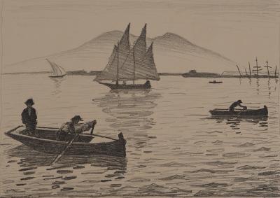 Albert MARQUET : Pécheurs dans la Baie de Naples, Lithographie originale signée 2