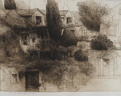 Safet ZEC : La maison en pierre, Gravure originale signée 2