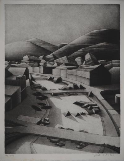 Michel ESTEBE : Les ponts sur le fleuve, Gravure originale signée, 1991 2
