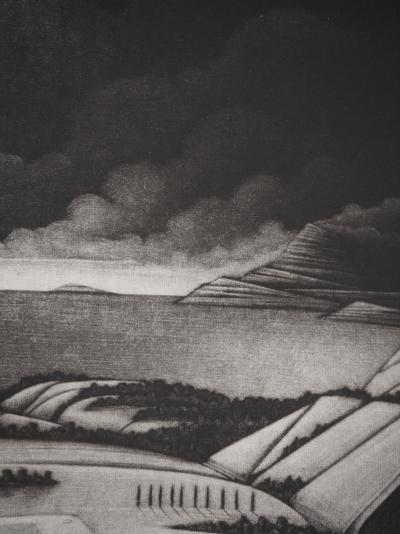 Michel ESTEBE : Paysage champêtre, Gravure originale 2