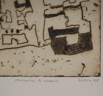 Jacques SOISSON : Navigation de conserve, Gravure originale signée 2